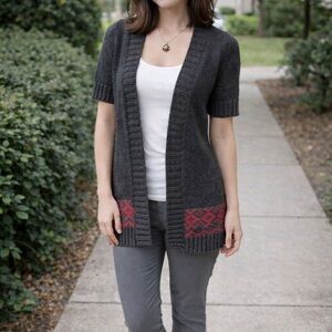 Banana Republic Short-Sleeve Open Gray Cardigan Sweater Size XS